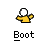 Animated contact sheet showing 14 sequential frames of a yellow stick figure character interacting with brown boots against gray background, each frame labeled "Boot" below.