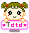Pixel art avatar of a girl with green pigtails and red hair ties holding a pink sign with text, displayed in four variations showing different letter states.