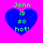 Four identical blue heart-shaped icons with green text 'Jenn is so hot!' on a bright pink background, arranged in a