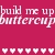 A static image with a solid pink background featuring repeated text and heart symbols in white.