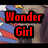 six shows a person with long dark hair against a striped background, each displaying 'Wonder Girl' text in different colors