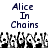 Pixelated text 'Alice In Chains' above a repeating pattern of black-and-white cartoon hands with raised fingers.