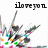 Pixelated static icon with 'iloveyou' text above a stylized character holding multiple weapons against white background.