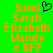 Green background with orange text listing names and "= BFF" with a black pixelated heart symbol above "Sami" on the left side.