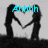 Two silhouetted figures form a heart shape with their hands, with cyan text changing across frames.
