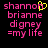Pixelated text in pink and yellow on black background, with a heart symbol replacing the 'o' in shannon.
