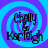Four identical display 'Cholly & Karligh' text over a blue-purple spiral background with pixelated lettering