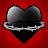 Animated sequence of heart-shaped icons with barbed wire rings on red background, showing color variations in the hearts.