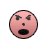 A 3x3 contact sheet of a red animated buddy icon showing facial expressions and a breaking gum ball, with text labels "Angry" and "GumBall" at the bottom.
