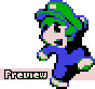 Pixel art of Luigi in blue overalls and green hat running, displayed across four preview with varying background colors