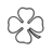 A grayscale pixelated four-leaf clover icon with rounded edges and a central knot, rendered in low-resolution style on white background.