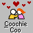 Pixelated image of two figures embracing under red heart symbols with text below.