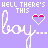 A static pixel art image with a light purple background featuring repeated white text phrases and pink heart symbols