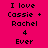Pixelated text on a solid pink background reads 'I love Cassie + Rachel 4 Ever' in black block letters.