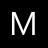 A pixelated white capital letter M on a solid black background with no additional elements or motion.