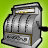 Static pixel art of a silver slot machine with three reels, coin tray, and crank handle against a green background.