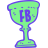 Pixelated green goblet with purple outline and 'FB' text on the bowl, set against a gray background.