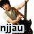 Pixelated image of a person playing an electric guitar with text 'nijau' below, set against white background.