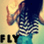 Pixelated image of a person in motion with raised hand, wearing striped shirt and blue pants against gradient background with 'FLY' text.
