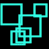 Animated sequence of cyan and black outlined squares on contrasting backgrounds, transitioning between overlapping geometric patterns.