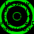 Four green concentric circular patterns on a black background, each with distinct ring spacing and pixelated edges.