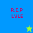 Blue and green background split with red text reading R.I.P LYLE and two pixelated stars changing color.