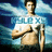 Pixelated static image of a shirtless person with dark hair holding a sword, standing against a blue and white background with light blue clouds.