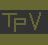 Static pixel art icon with olive-green and dark gray horizontal bands, featuring large blocky letters 'TPV' in olive green on a central dark gray band.