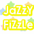 Yellow outlined text "Jazzy Fizzle" with pastel stars and a green heart-shaped arrow on white background.