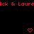 Red pixelated text and heart symbols repeat across a black background with a gray corner overlay.