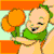 Animated contact sheet of a cartoon character holding maracas with orange pom-poms against an alternating light green and orange striped background.