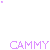 Purple pixelated text 'CAMMY' repeated across a white background with purple patterns, some frames showing partial gray overlay