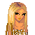 Pixel art contact sheet of a female character in various poses with pink text overlays on white background