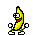 Pixelated banana character with green limbs and white shoes in multiple poses against gray background.