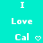Cyan background with white text 'I Love Cal' and a pixelated heart symbol, displayed in two identical side-by-side arrangements.