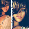 A split-frame static image shows a person with layered brown hair and bangs, wearing a light-colored top with a zipper detail on the left side and a striped top on the right side.