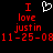 Red pixelated text and a white heart symbol on a black background, with identical text on both sides of the heart.