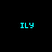 Four variations of a cyan 'ILY' text icon displayed against black and gray gradient backgrounds with varying brightness levels.