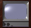 Animated sequence of a retro television screen with light effects and horizontal lines moving across the display.