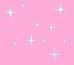 Pink background with scattered white pixelated stars and dots in various sizes.