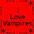 Red background with black text and symbols arranged in a pattern, featuring repeated 'Love' and 'Vampires' phrases surrounded by asterisks and dotted lines