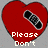 Red heart-shaped icon with a black-and-white bandage on it, displaying text that reads "Please Don't Break My Heart Again" in pixelated white font.