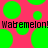Green circles float on a pink background with repeated black text reading "Wabemelon! Wabemelon!" in a pixelated font.
