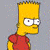 A 50x50 pixel animated buddy icon featuring Bart Simpson on the left and green text 'OriginalIcons.com' on a dark background to the right, displayed as a contact sheet with two frames.