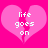 Two identical pink heart-shaped icons with white text 'life goes on' displayed against a bright pink background.