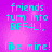 Pixelated cyan text on a purple-pink gradient background with four identical arranged in a