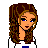 Pixel art contact sheet showing a female character in sports attire with text "Hockey Chick" at the bottom, arranged as 3 columns and 2 rows of frames.