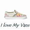 Six Vans slip-on sneakers in floral and checkered patterns displayed in two with repeated text below each