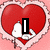 Red heart-shaped icon with white border and dripping effect, displaying sequential text: 'I', 'Love', 'David!' over