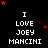 Black background with white text reading "I LOVE JOEY MANCINI" repeated in a , red and dark red stars scattered around the text